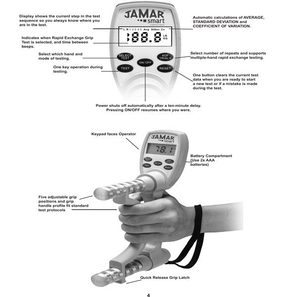 Dinamómetro de Mano Jamar Smart Digital con Bluetooth